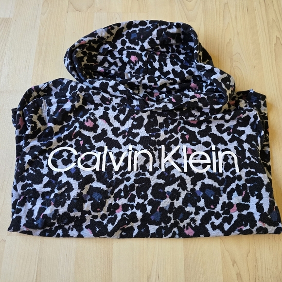 Calvin Klein Leopard Print Hooded Top Size XL - Picture 1 of 13